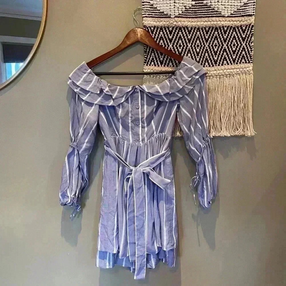 AUTEUR REVOLVE LINDA STRIPE OFF THE SHOULDER DRESS - Picture 7 of 9